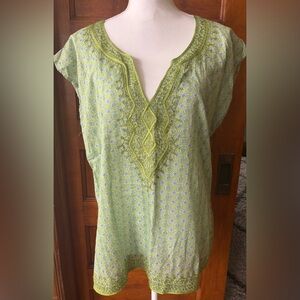 NY & Co Sleeveless Green Patterned Women's Top